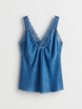 Spitzentop in Royalblau (in Batik-Optik)