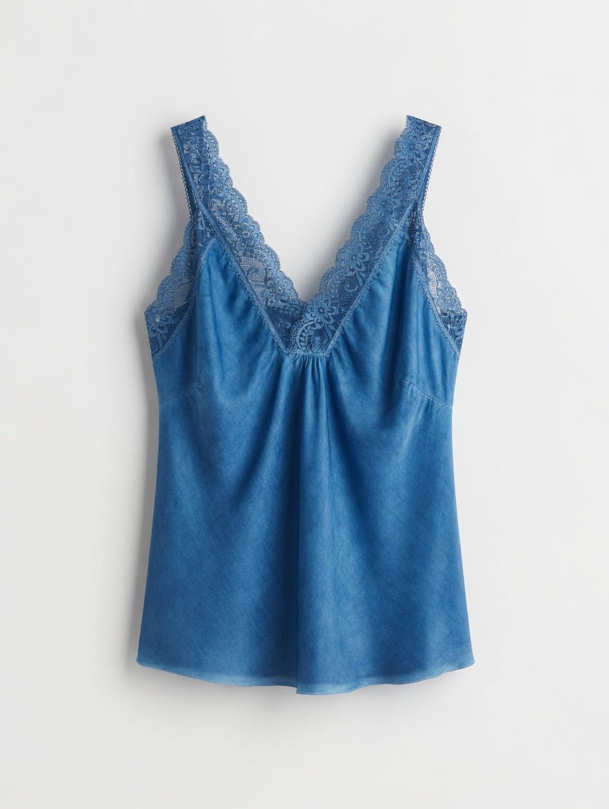 Spitzentop in Royalblau (in Batik-Optik)